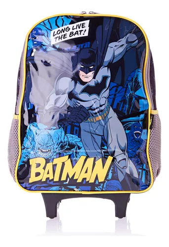 mochila de rodinhas batman preta