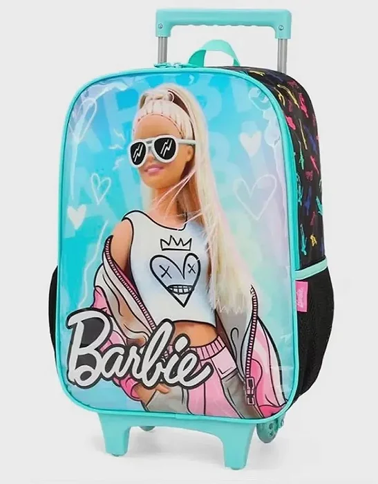 mochila roda verde barbie