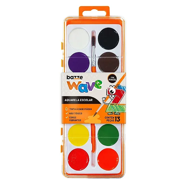 Aquarela escolar  bazze wave c/12 cores  + pincel