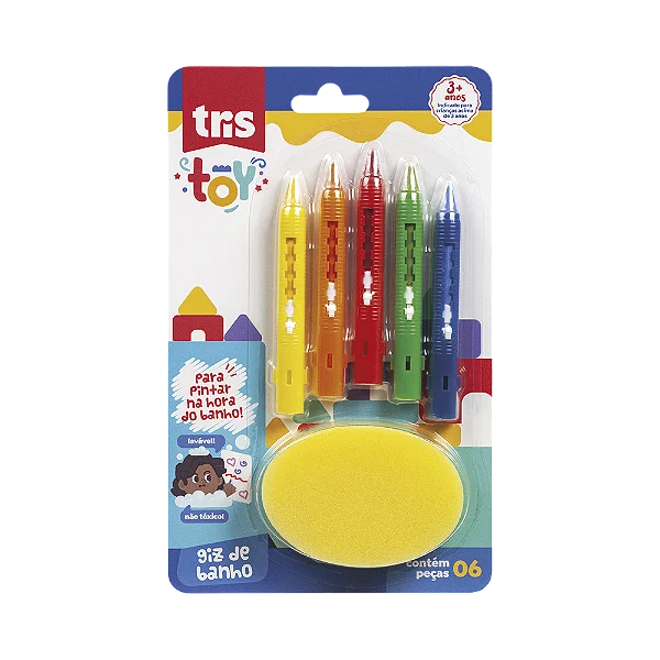 Giz de Banho Tris Toy Cart 5un + Esponja