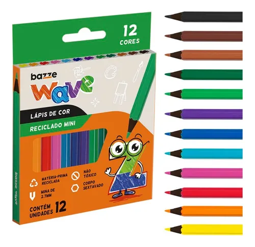 Lápis de Cor Bazze Mini Reciclável