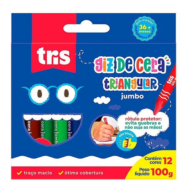 Giz de Cera Triangular 12 Cores Tris