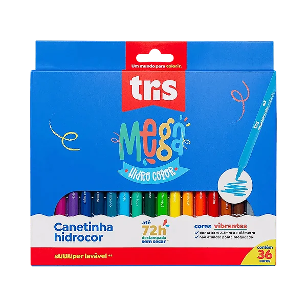 Caneta Hidrocor  Tris Mega Hidrocolor 36 Cor