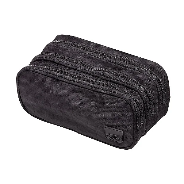 Estojo - Nylon - 3 Zipers - Preto Brw