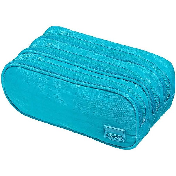 Estojo - Nylon - 3 Zipers - verde Agua Brw