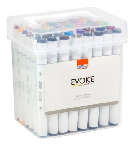 Marcador artistico evoke dual marker - estojo 48 cores