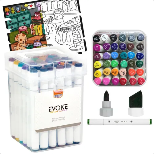 Marcador artistico evoke dual marker - estojo 36 cores