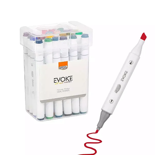Marcador artistico evoke dual marker - estojo 24 cores