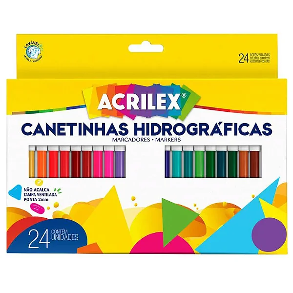 Canetas Hidrográficas 24 cores Acrilex