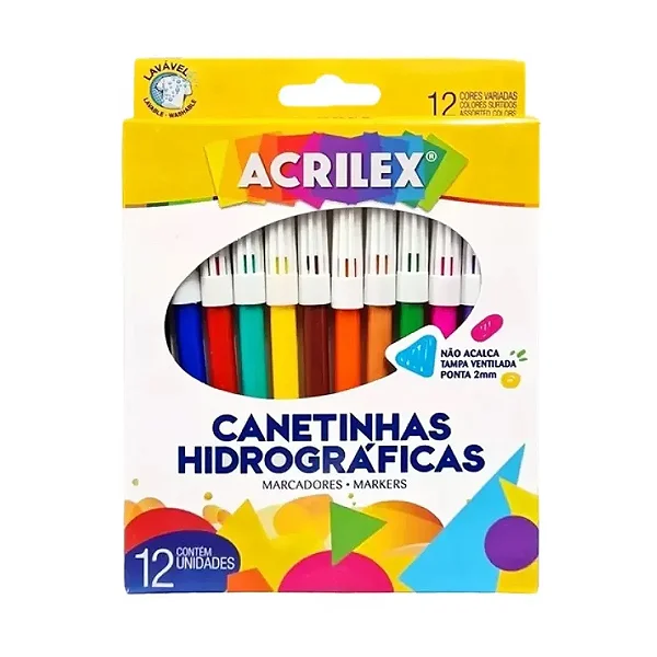 Canetinhas Hidrográficas 12 cores Acrilex