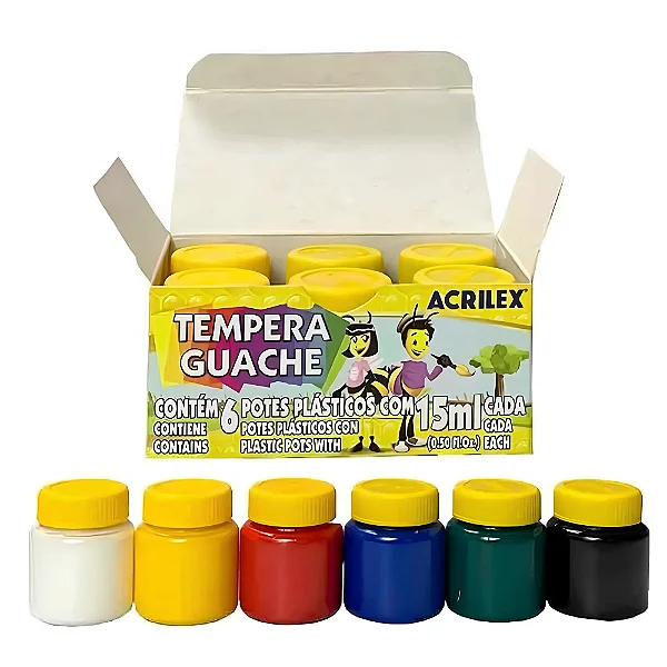 Tempera guache 15ml 6 cores