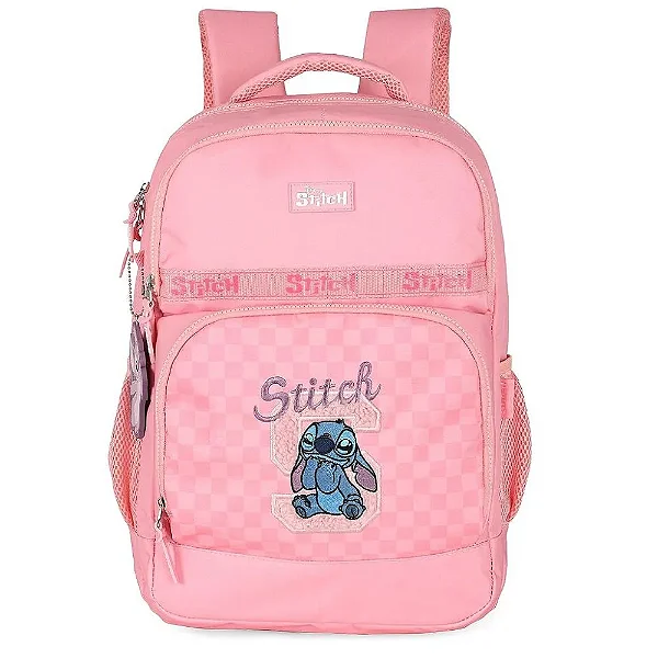 Mochila Costa Stitch Rosa Quadriculado Luxcel