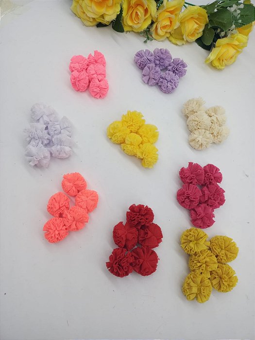 Pompom de Tecido (malha) 2,5cm com 5 unidades