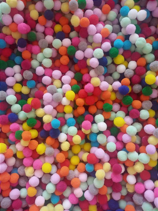Pompom Colorido de 10mm com 100 unidades