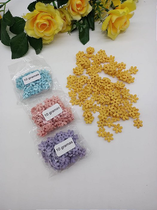 Entremeio Flor Acrílico com 10 gramas tamanho 13mm.