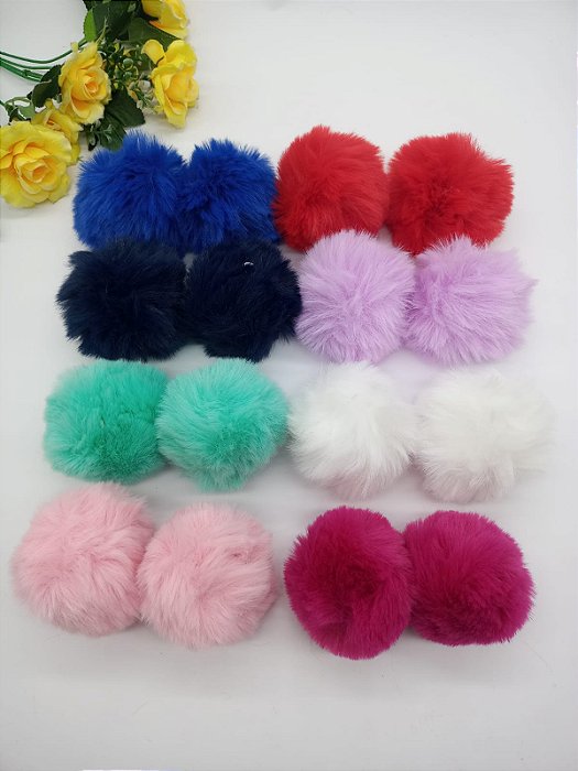 Pompom Redondo 7cm com, 2uni da msm cor.