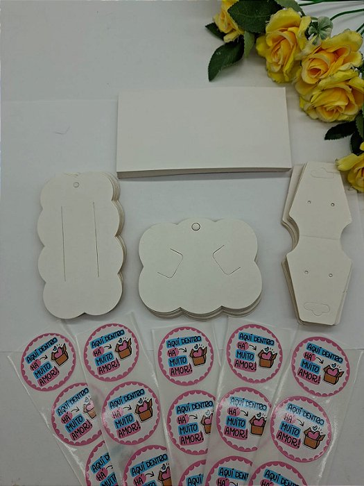 Kit Papeleta Tag 25 unidade de Cada Modelo TOTAL 100uni + 20 Adesivos