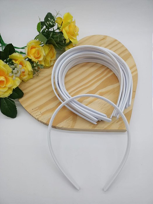Tiara com Dentinho YAMA 37cm x 1cm Branca com 10 Unidades