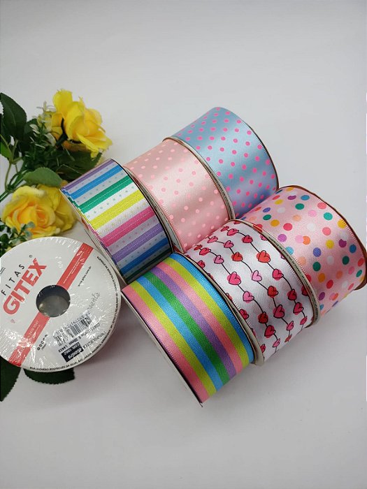 Fita de Cetim Estampada Gitex com 10metros N9(38mm).