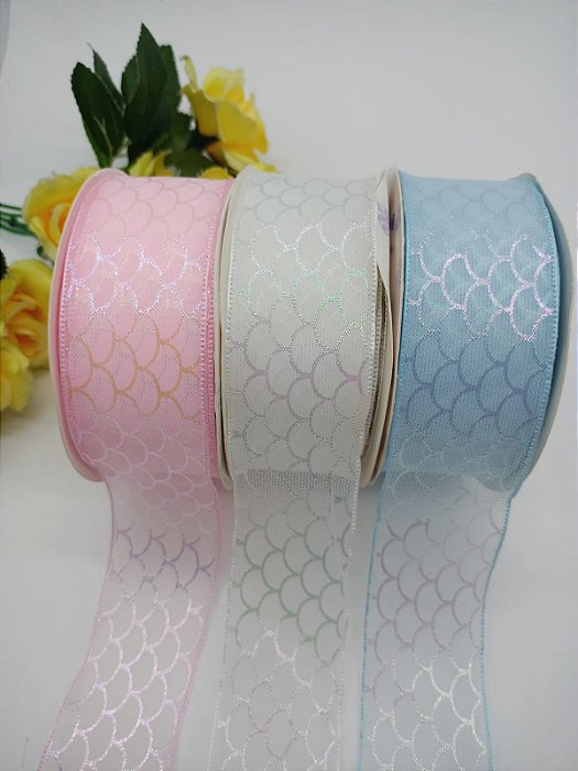 Fita Princess Organza com Escama n9 (38mm) com 1 Metro