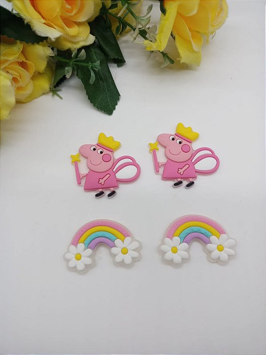Aplique de Silicone PEPPA ou ARCO IRIS 3,5cm - 2 uni