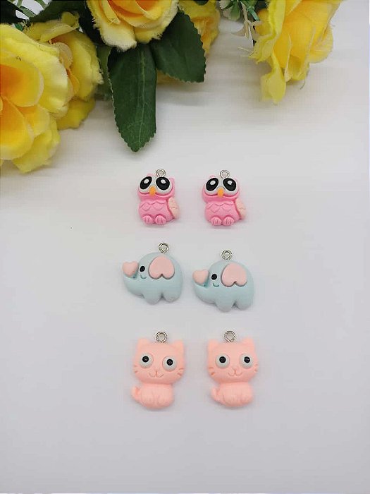Pingente Animais em Resina com 2 uni do mesmo modelo. (2cm)