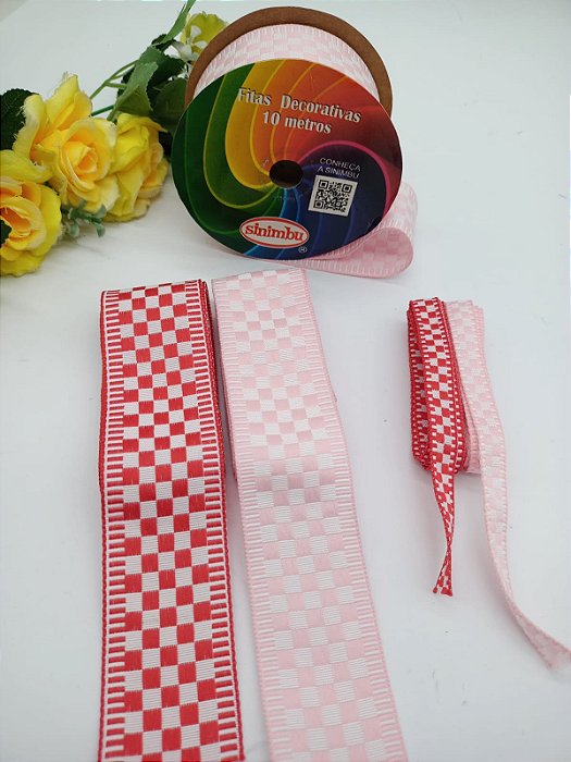 Kit Fita XADREZ - Rosa / Vermelha N9 / N2 - 4mt (1mt de cada)