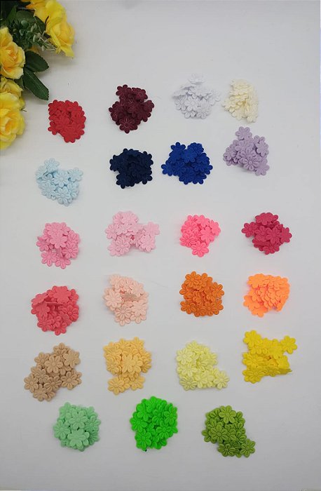 Mini Flor Prensada 2cm Poliéster com 20 Unidades