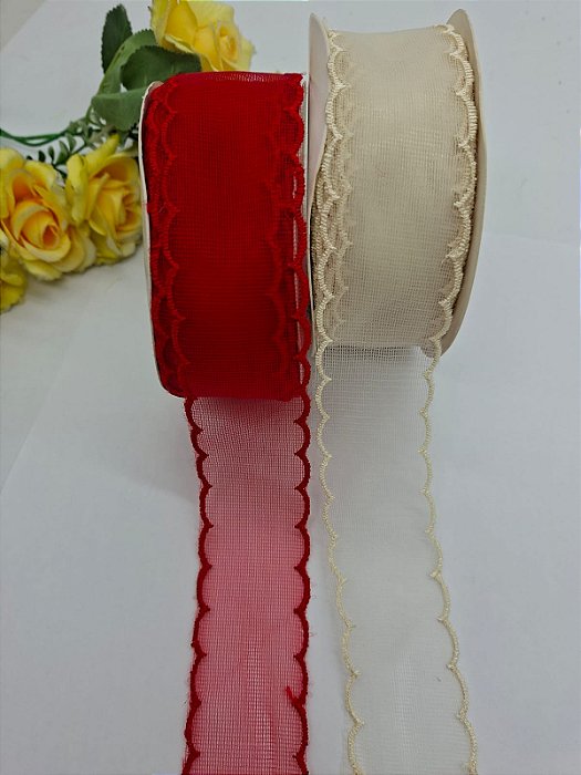 Fita Organza Babado N9 (38mm) com 1mt