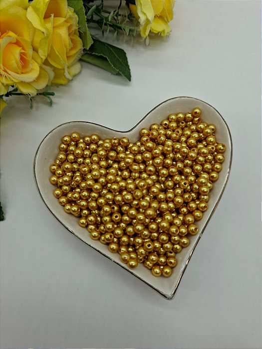 Perola Passante ABS 5mm com 50 gramas - Dourada