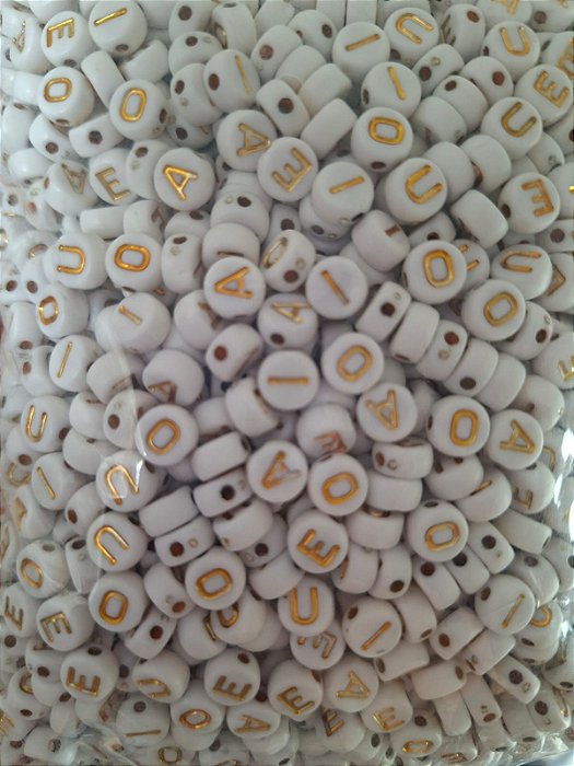 Entremeio com Letras Dourada - VOGAIS - 7mm com 25 gramas