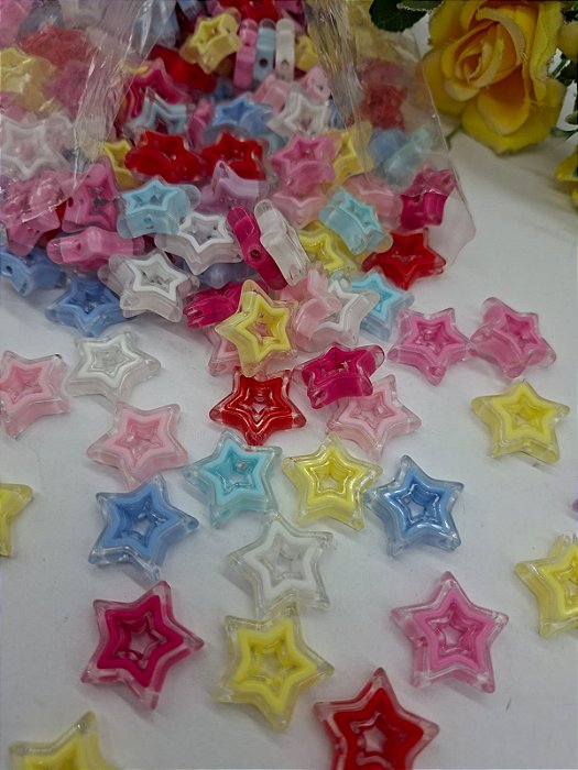 Entremeio Estrela Dupla Vazada 23mm com 10 uni