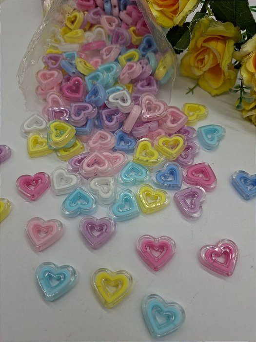 Entremeio Coração Duplo Vazado 23mm com 10 uni