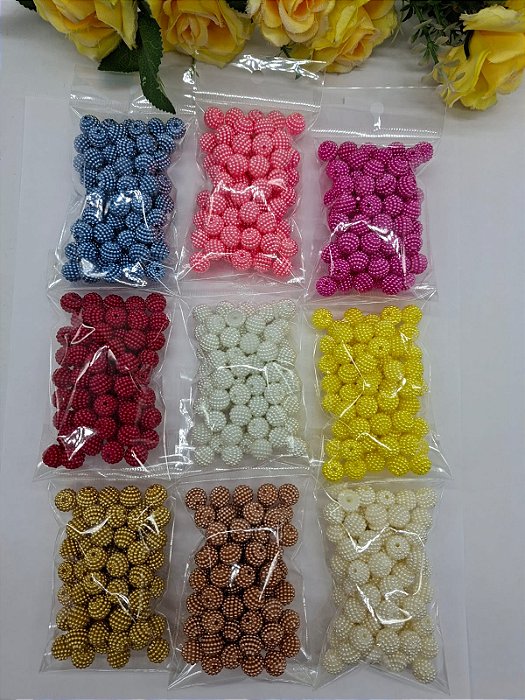 Perola Craqueada ABS Furo Passante 10mm com 25gramas