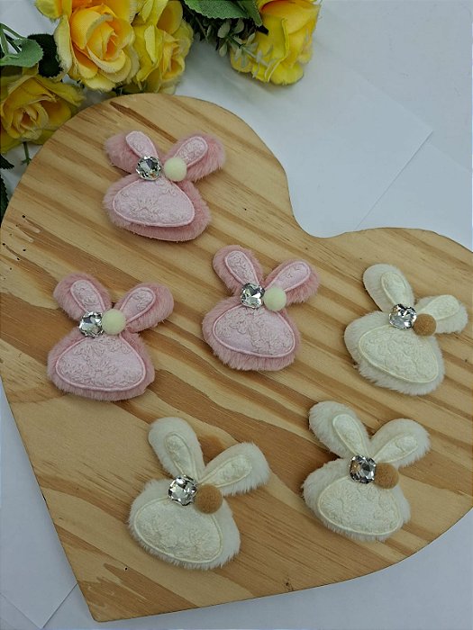Aplique Coelho Pelucia com 1 uni 5cm