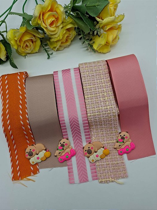 Kit de Fita n9 Capivara com 5 Metro (1mt de cada cor) + 4 apliques.