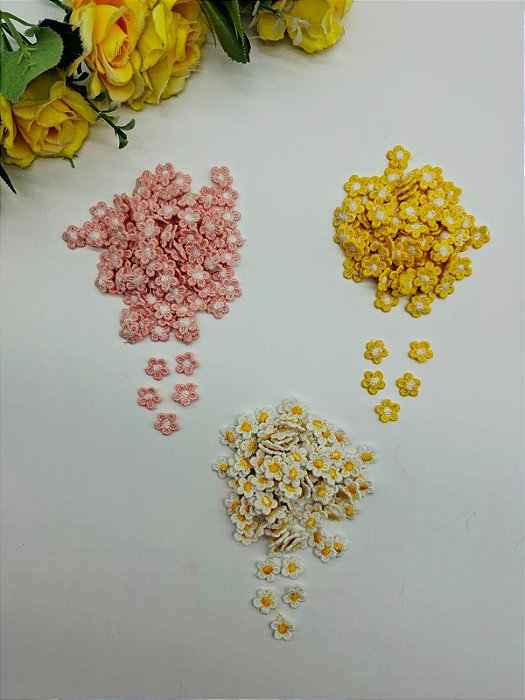 Mini Florzinha Bordada com 10 uni - 1cm