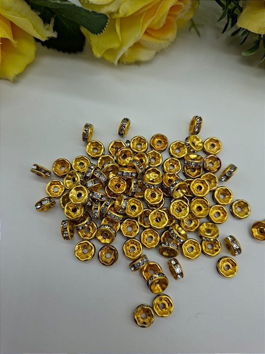 Entremeio Rondela de Strass 8mm com 20 uni