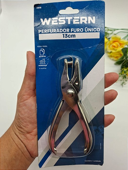 Perfurador Furo Único Papel 13cm - 1 Uni