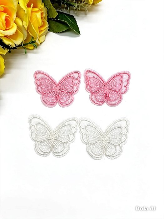 Borboleta Renda Dupla 5cm - 2 uni