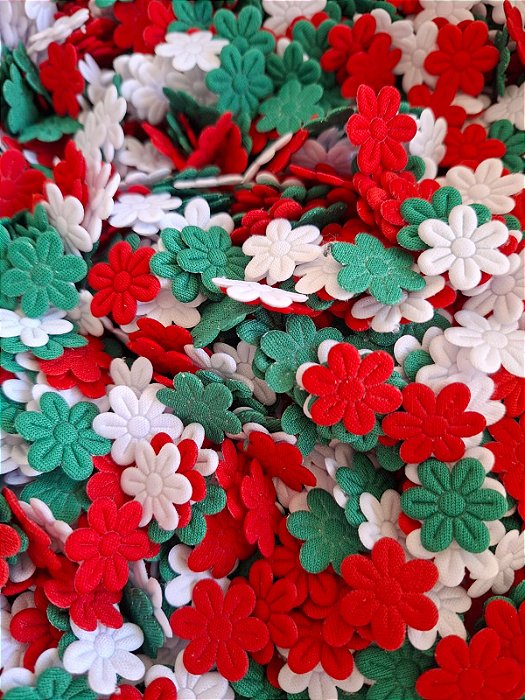 Mix de Mini Flor Prensada 2cm NATAL Poliéster com 100Uni