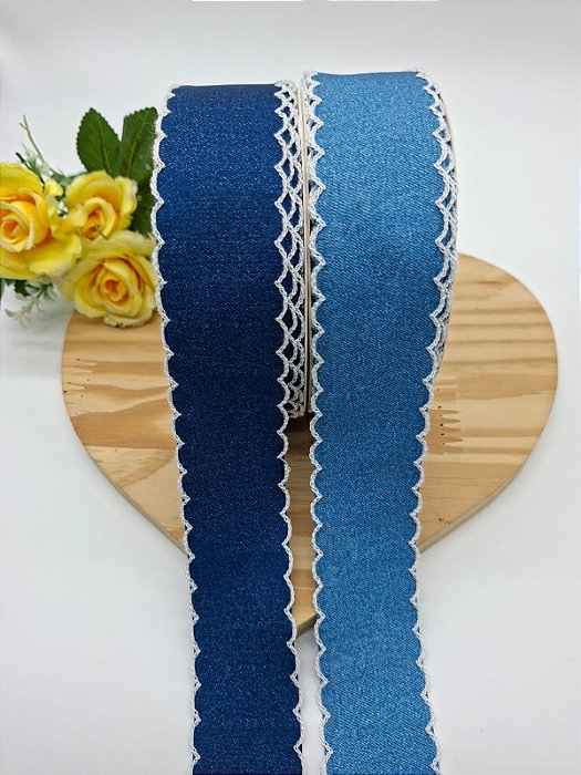 Fita Importada - Jeans com Borda N9 (38mm) com 1 metro.