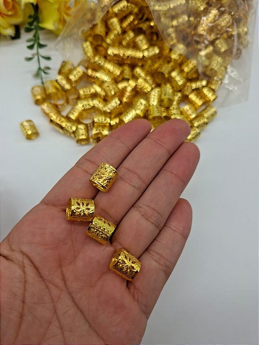 Anel Para Tranças (Dread) 1cm com 25 uni - DOURADA