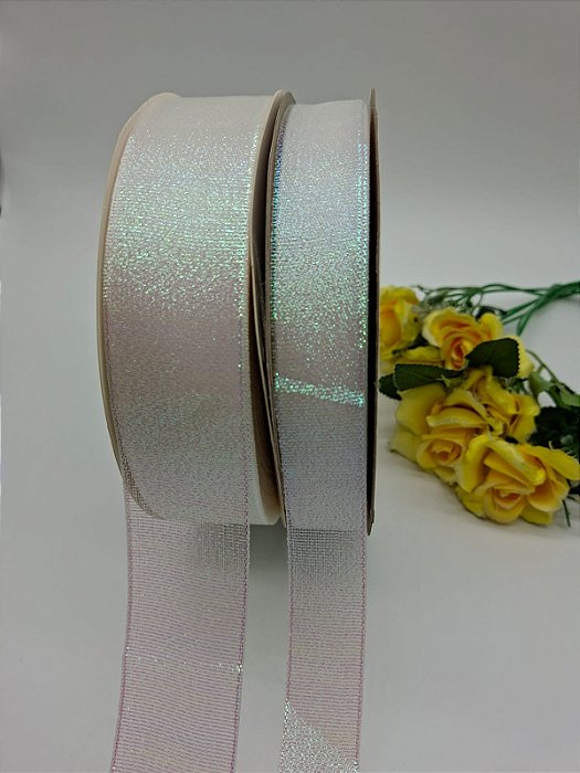 Fita Holográfica Branca com 1 metro - Princess
