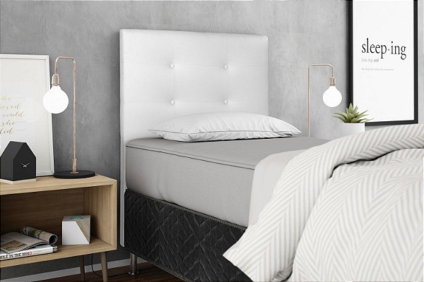 Cabeceira Cama Box Solteiro 90cm Helena - Branco Corino