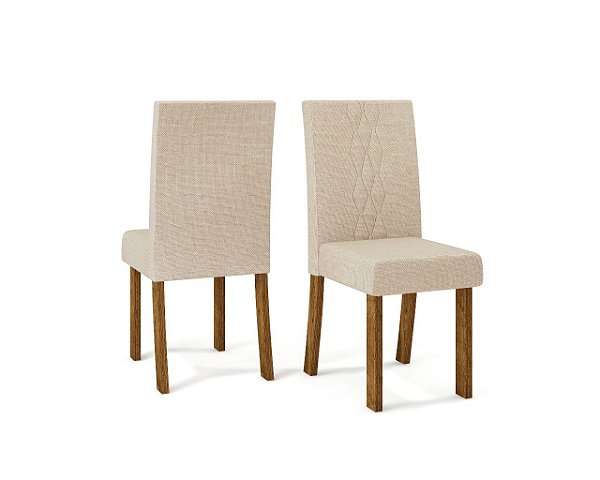 Conjunto 2 Cadeiras Elis para Sala de Jantar Estofada Demolição/Linho Saara Dj Móveis