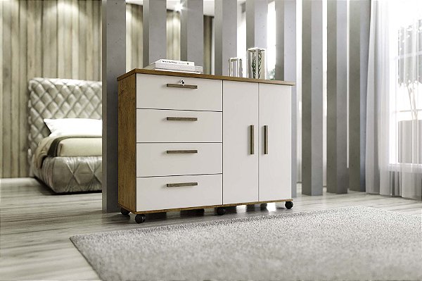 Comoda Sapateira Duda Canela Off white - Moveis Borsari