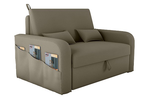Sofá Cama Lady Dai Matrix 2 Lugares Veludo Capuccino