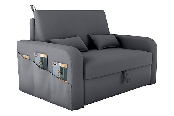 Sofá Cama Lady Dai Matrix 2 Lugares Veludo Chumbo