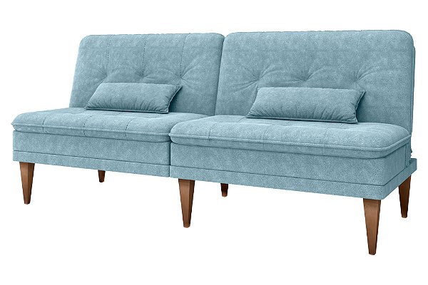 Sofá Cama sem braço Pietra 2 lugares Boucle Azul